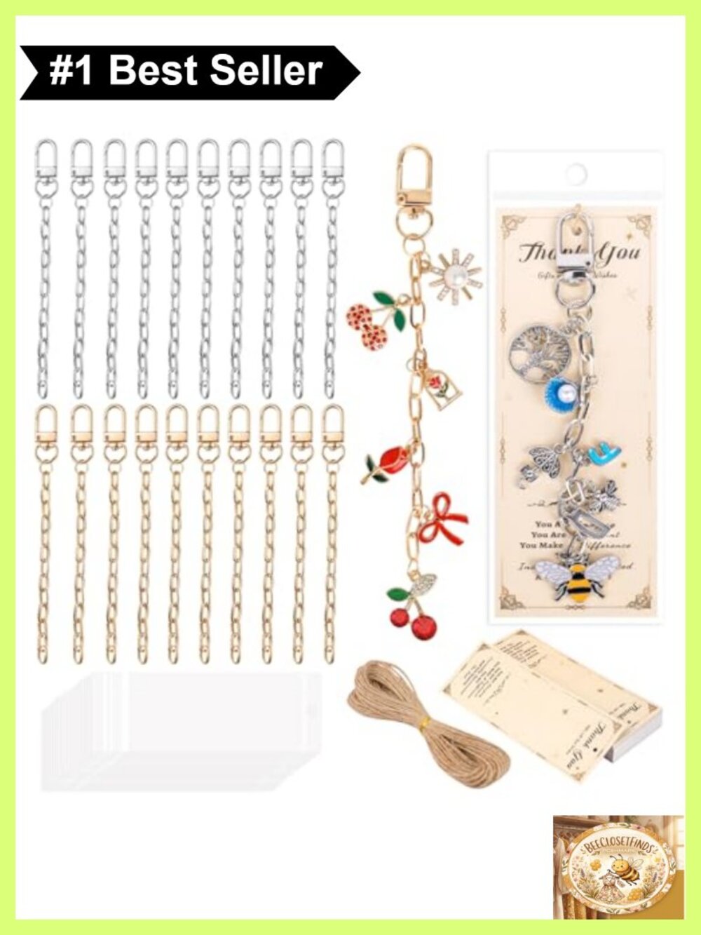20 Pcs Keychain Making Kit Alloy Swivel Snap Hooks Chains Jump Rings DIY Craft